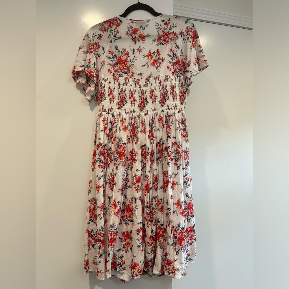 Torrid Mini Chiffon Smocked Dress Size 0 Floral Print 12 Cottage Core White - Picture 10 of 12